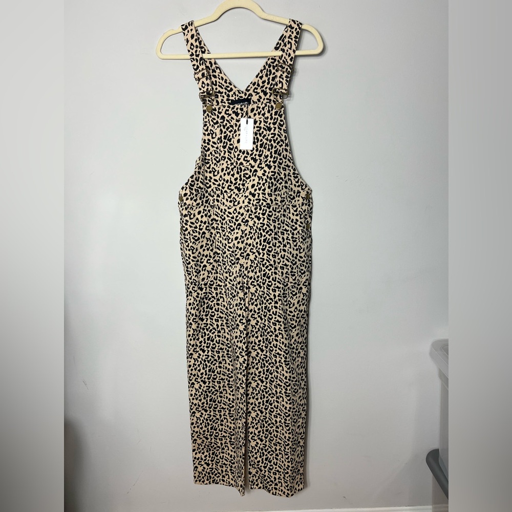 Sugarlips Tan and Black Leopard Print Jumpsuit Overalls